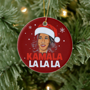 Funny Kamala Harris 2024 Comma La Christmas Keramik Ornament