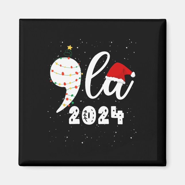 Funny Kamala Harris 2024 Comma La Christmas Magnet (Vorne)