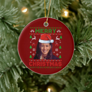Funny Kamala Harris 2024 Frohe Weihnachtsgeschenke Keramik Ornament