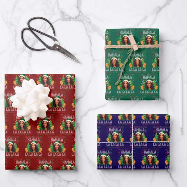 Funny Kamala Harris 2024 Weihnachten Geschenkpapier Set (Vorderseite)