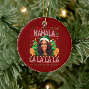Funny Kamala Harris 2024 Weihnachten Keramik Ornament