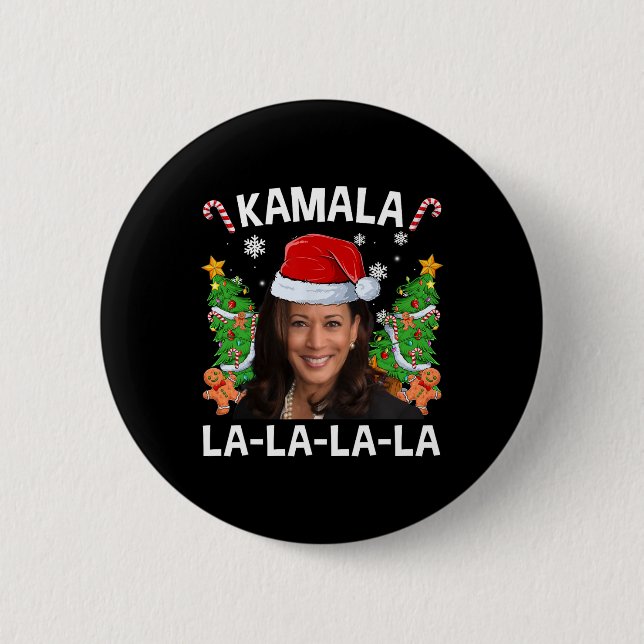 Funny Kamala Harris 2024 Weihnachts Comma La Men W Button (Vorderseite)