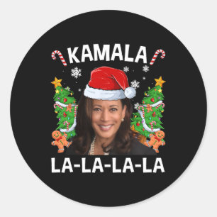 Funny Kamala Harris 2024 Weihnachts Comma La Men W Runder Aufkleber