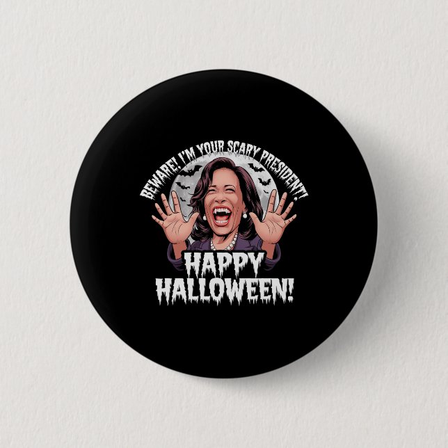 Funny Kamala Harris Beängstigend Halloween Gag Prä Button (Vorderseite)