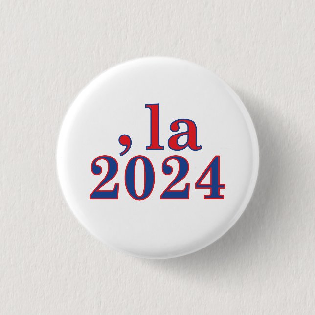Funny Kamala Harris Comma La 2024 Button (Vorderseite)