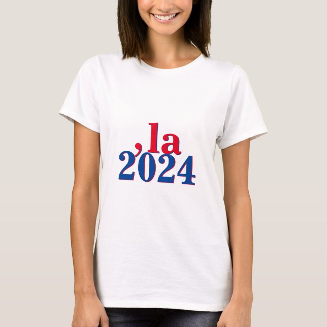 Funny Kamala Harris Comma La 2024 T-Shirt (Vorderseite)