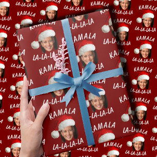 Funny Kamala Harris Face Weihnachtsmannmütze Weihn Geschenkpapier