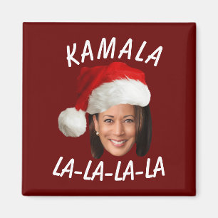 Funny Kamala Harris Face Weihnachtsmannmütze Weihn Magnet