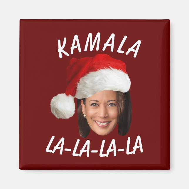 Funny Kamala Harris Face Weihnachtsmannmütze Weihn Magnet (Vorne)