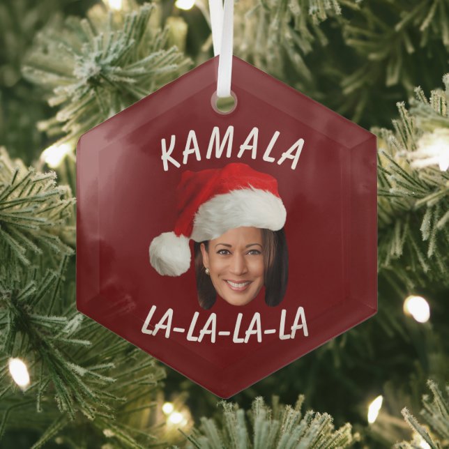 Funny Kamala Harris Face Weihnachtsmannmütze Weihn Ornament Aus Glas (Insitu)