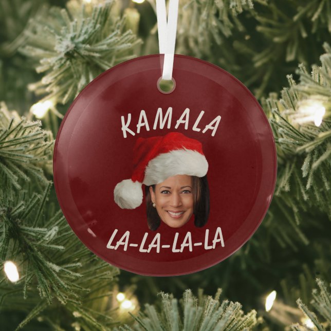 Funny Kamala Harris Face Weihnachtsmannmütze Weihn Ornament Aus Glas (InSitu)