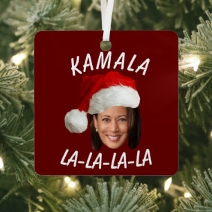 Funny Kamala Harris Face Weihnachtsmannmütze Weihn Ornament Aus Metall