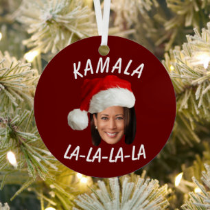 Funny Kamala Harris Face Weihnachtsmannmütze Weihn Ornament Aus Metall