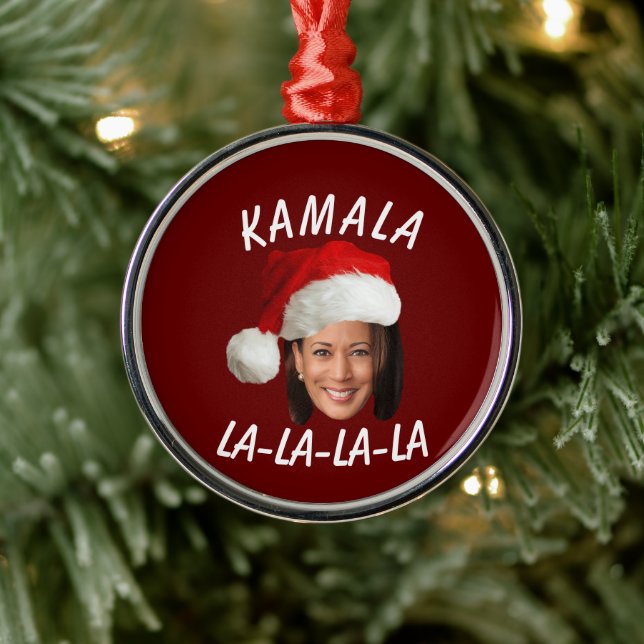 Funny Kamala Harris Face Weihnachtsmannmütze Weihn Ornament Aus Metall (Baum)