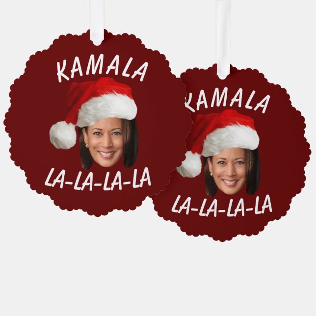 Funny Kamala Harris Face Weihnachtsmannmütze Weihn Ornament Karte (Vorderseite/Rückseite)