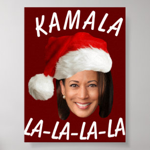 Funny Kamala Harris Face Weihnachtsmannmütze Weihn Poster