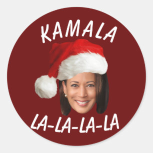 Funny Kamala Harris Face Weihnachtsmannmütze Weihn Runder Aufkleber