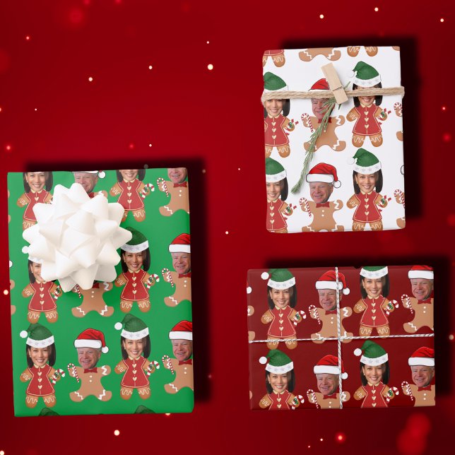 Funny Kamala Harris Walz Face Gingerbread Geschenkpapier Set (Von Creator hochgeladen)