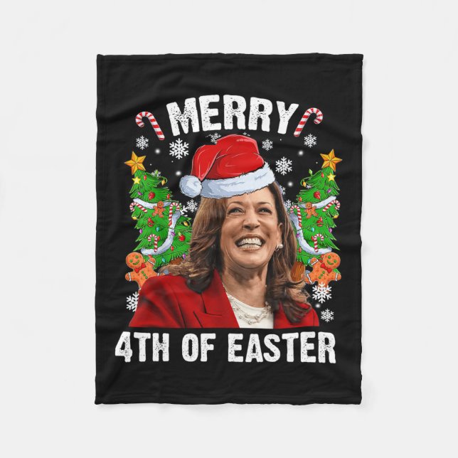 Funny Kamala Harris Weihnachtsfeier Weihnachtsmann Fleecedecke (Vorderseite)