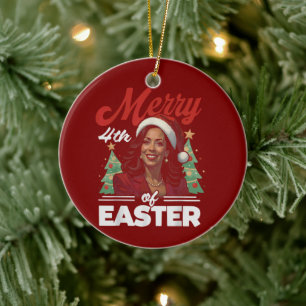 Funny Kamala Harris Weihnachtsfeier Weihnachtsmann Keramik Ornament