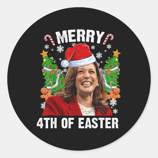Funny Kamala Harris Weihnachtsfeier Weihnachtsmann Runder Aufkleber (Vorderseite)