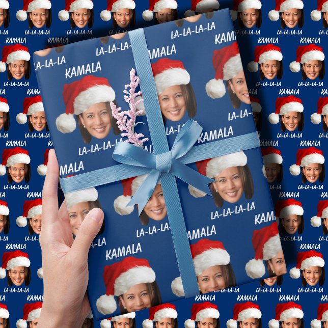 Funny Kamala Harris Weihnachtsmannmütze Frohe Weih Geschenkpapier (Von Creator hochgeladen)