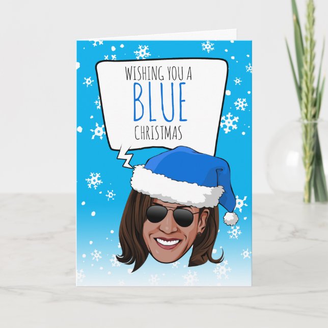 Funny Kamala wünscht Ihnen ein blaues Weihnachten Karte (Vorderseite)