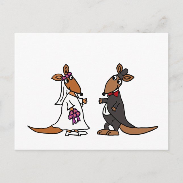 Funny Kangaroo Bride und Groom Wedding Design Postkarte (Vorderseite)