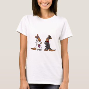 Funny Kangaroo Bride und Groom Wedding Design T-Shirt