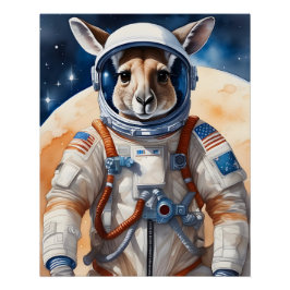 Funny Kangaroo im Astronauten Anzug im Weltraum Poster