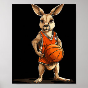Funny Kangaroo mit Basketballkostüm für den Mensch Poster
