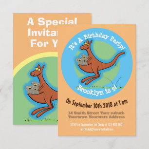 Funny Kangaroo und Koalas Cartoon Einladung