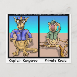 Funny Kangaroos & Koala Funny Cartoon Gaben T-Shir Postkarte