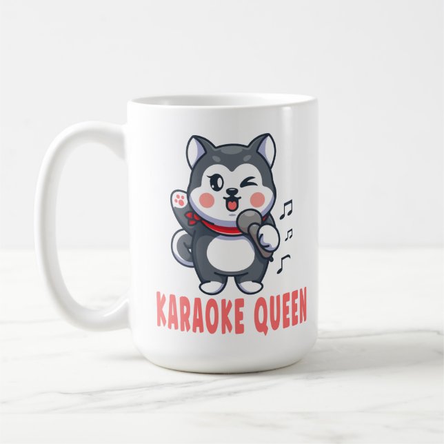 Funny Karaoke Geschenk Hund Lover Sibirische Husky Kaffeetasse (Links)