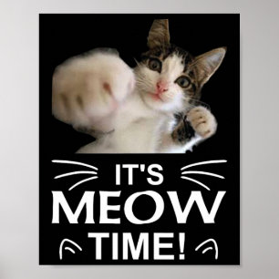 Funny Karate Boxing Cat Meow Time T Shirt T-Shirt  Poster