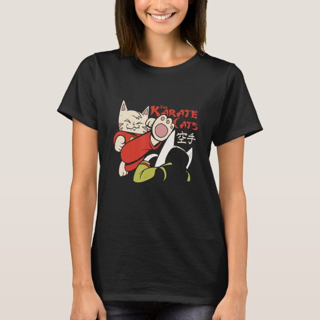 Funny Karate Cat Kämpfen Kitten Fighter Kitty Com T-Shirt (Vorderseite)