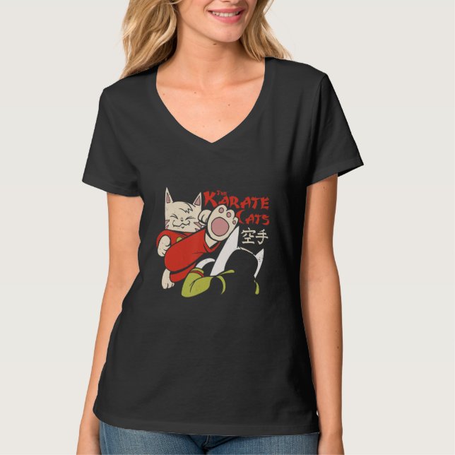 Funny Karate Cat Kämpfen Kitten Fighter Kitty Com T-Shirt (Vorderseite)