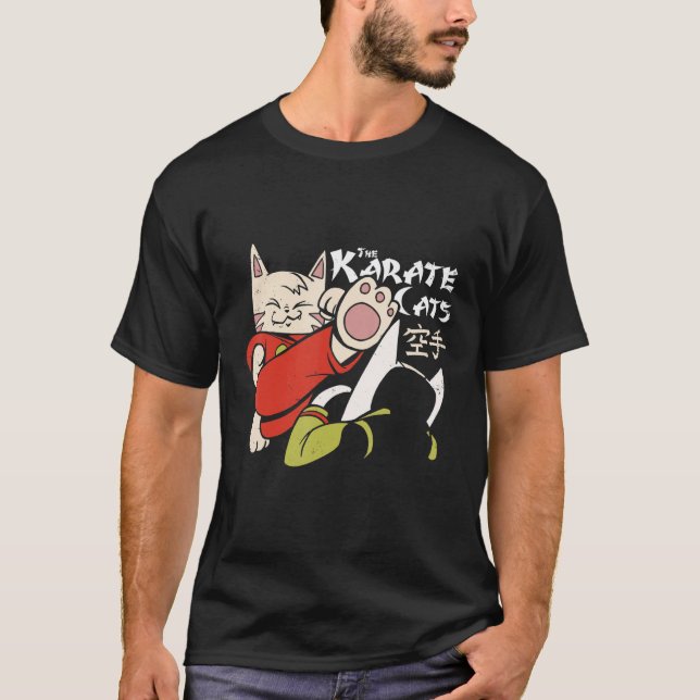 Funny Karate Cat Kämpfen Kitten Kitty Fighter Com T-Shirt (Vorderseite)