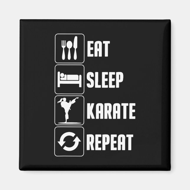 Funny Karate Design Männer Frauen essen Schlafkara Magnet (Vorne)
