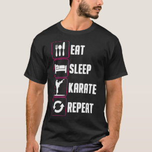Funny Karate Design Männer Frauen essen Schlafkara T-Shirt