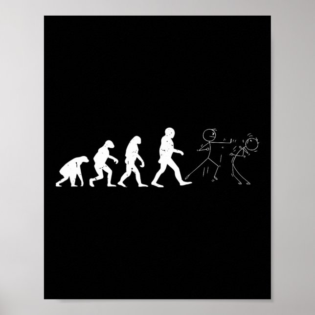 Funny Karate Evolution Karate Strichmännchen Poster (Vorne)