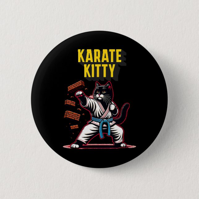 Funny Karate Kitty - Feline Champion für Kampfkuns Button (Vorderseite)