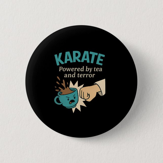 Funny Karate Martial Spaß Powered Button (Vorderseite)