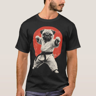 Funny Karate Pug Black Belt Martial Arts Dog T-Shirt