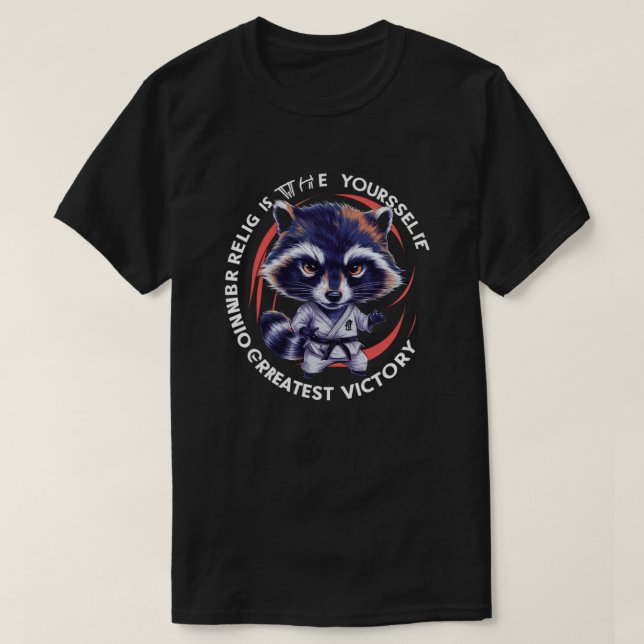 Funny Karate Raccoon T-Shirt (Design vorne)