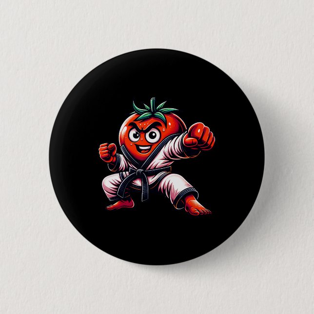 Funny Karate Tomato Design for Martial Arts Liebha Button (Vorderseite)