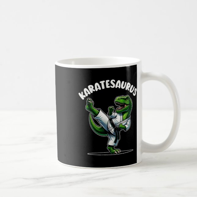 Funny Karatesaurus Dinosaur T Rex In Karate Gi Bla Kaffeetasse (Rechts)