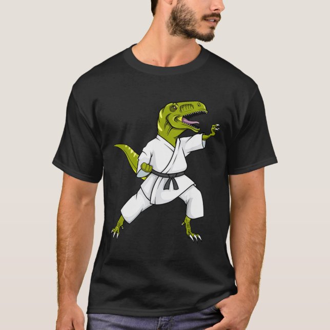 Funny Karatesaurus T-rex Dinosaur Karate Samurai D T-Shirt (Vorderseite)