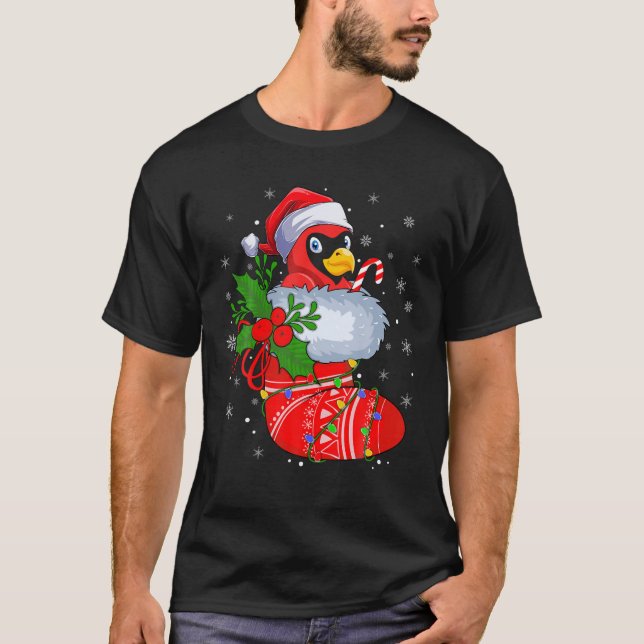 Funny Kardinal Bird In der Weihnachtszeit T-Shirt (Vorderseite)