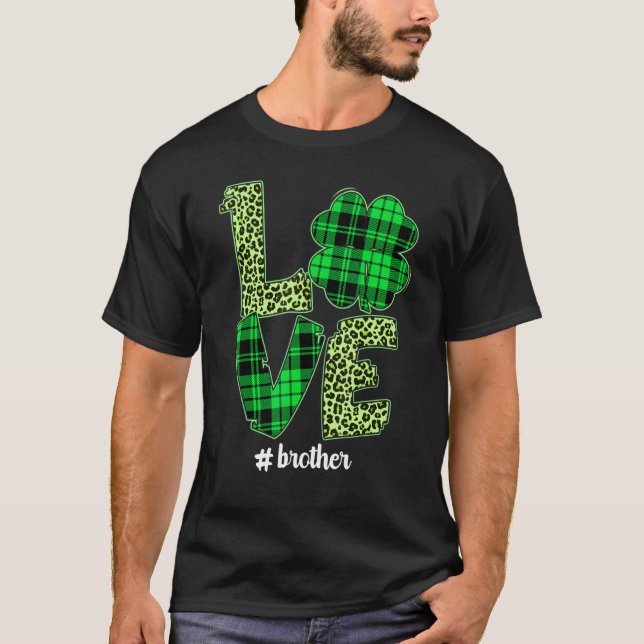 Funny Kariert Kleeblatt Liebe Brother Leopard St P T-Shirt (Vorderseite)